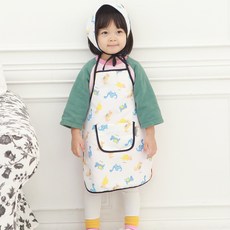 bebe chouette 孩童印花防水圍裙+頭巾, 恐龍款