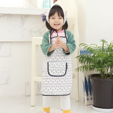 bebe chouette 孩童印花防水圍裙+頭巾, 狐狸款