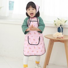 bebe chouette 孩童印花防水圍裙+頭巾, 爆米花款