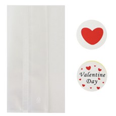 透明塑膠包裝袋 M號 70入+情人圓形貼紙 70入, 透明度, 1套