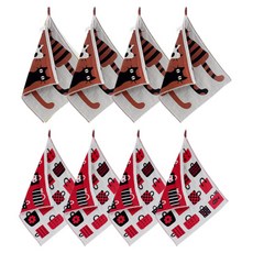 H Ground 圓點貓棕色4P+購物貓粉色4P環手巾, 混色, 1套