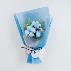 더플라워마켓 솜사탕 프리저브드 목화꽃다발, 블루