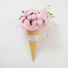 더플라워마켓 목화솜사탕 아이스크림콘 꽃다발, 핑크