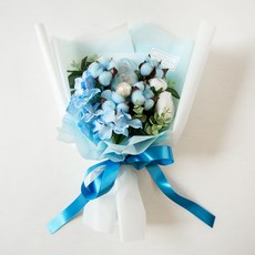 더플라워마켓 재롱잔치 목화 꽃다발만들기 DIY 키트 조화, 블루