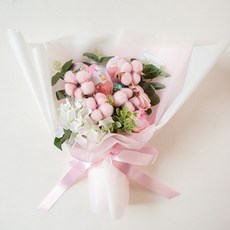 더플라워마켓 재롱잔치 목화 꽃다발만들기 DIY 키트 조화, 핑크