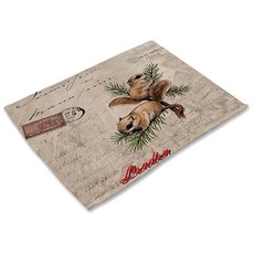 Living Pop 亞麻棕色動物餐墊, 03, 42 x 32 cm, 1個