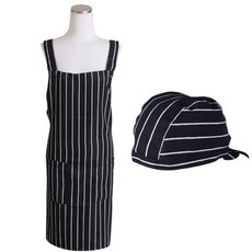 BYDECO 北歐圖案圍裙 + 頭巾套組, 條紋黑, 1套