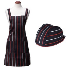 바이데코 북유럽패턴 앞치마 + 두건 세트, 스트라이프 레드, 1세트