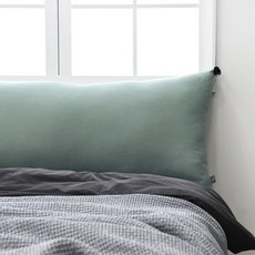 벨라이프 린넨민트그린 태슬 헤드쿠션 + 솜, 민트그린