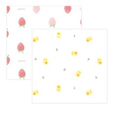 무루 순면 100% 소프트 엠보 가제손수건 딸기 5p + 병아리 5p