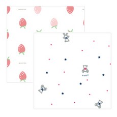 무루 순면 100% 소프트 엠보 가제손수건 딸기 5p + 스타베어 5p