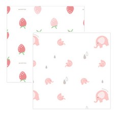 무루 순면 100% 소프트 엠보 가제손수건 딸기 5p + 분홍코끼리 5p