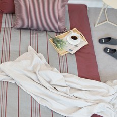 Luchen系列條紋睡墊套, 酒紅色