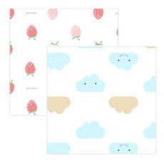 무루 순면 100% 소프트 엠보 가제손수건 딸기 5p + 구름 5p