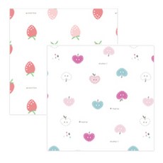 무루 순면 100% 소프트 엠보 가제손수건 딸기 5p + 사과 5p