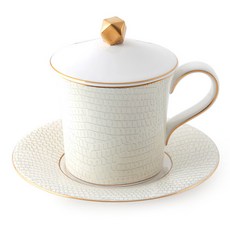 ZEN 茶杯+杯蓋+茶盤, 蜥蜴（米色）, 1套