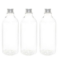 DN1000 투명 음료용기 알루미늄 실버캡, 1L, 3개
