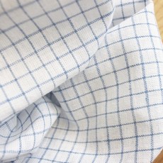 Le uhom 亞麻棉質柔軟格紋布料, 藍色