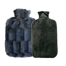 HUGO FROSCH 熱敷袋 抓絨造型 1.8L 黑色+熱敷袋 絨毛 2L 灰色, 1套