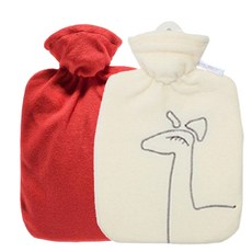 HUGO FROSCH 熱敷袋 絨毛 1.8L 紅色+熱敷袋 長頸鹿圖案 1.8L 白色, 1套