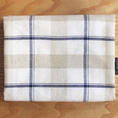 Leuhome 水洗亞麻色織大格紋布料, 海軍藍, 1個