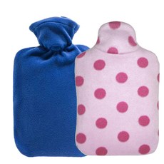 HUGO FROSCH 熱敷袋 絨毛 1.8L 藍色+熱敷袋 粉色圓點 0.8L, 1套