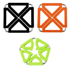 Dual 鍋墊 方形 黑色 + 橘色 + 五角形 綠色, 混合顏色, 1套