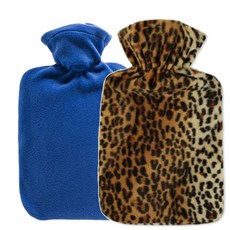 HUGO FROSCH 熱敷袋 絨毛 1.8L 藍色+熱敷袋 豹紋 1.8L, 1套