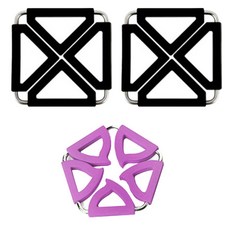 Dual 方形黑色鍋墊 2入 + 五角形紫色鍋墊, 混合顏色, 1套