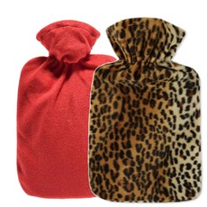 HUGO FROSCH 熱敷袋 絨毛 1.8L 紅色+熱敷袋 豹紋 1.8L, 1套
