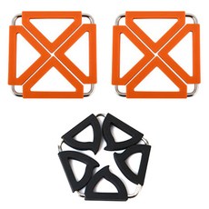 雙層鍋墊 方形橘色 2入 + 五角形黑色, 混合顏色, 1套