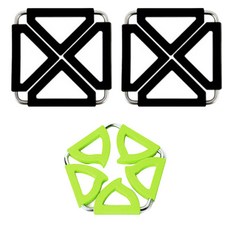 듀얼 냄비 받침대 사각 블랙 2p + 오각 그린, 혼합 색상, 1세트