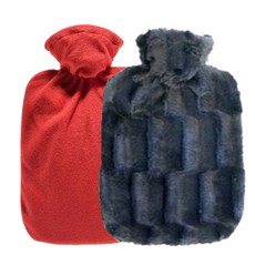 HUGO FROSCH 熱敷袋 絨毛 1.8L 紅色+熱敷袋 抓絨造型 1.8L 黑色, 1套