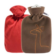 HUGO FROSCH 熱敷袋 絨毛 1.8L 紅色+熱敷袋 長頸鹿圖案 1.8L 棕色, 1套