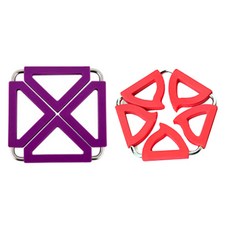 雙層鍋墊 2入, 方形 紫色+五角形 紅色, 1套