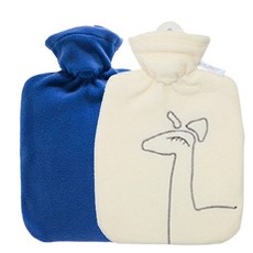 HUGO FROSCH 熱敷袋 絨毛 1.8L 藍色+熱敷袋 長頸鹿圖案 1.8L 白色, 1套