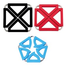 雙用鍋墊 方形黑色 + 紅色 + 五角形藍色, 混合顏色, 1套