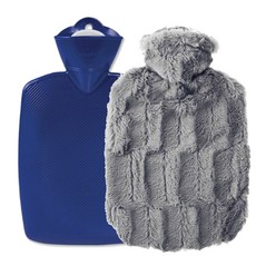 HUGO FROSCH 熱敷袋 經典 1.8L 藍色+熱敷袋 抓絨造型 1.8L 灰色, 1套