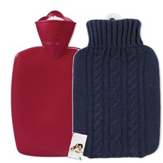 HUGO FROSCH 熱敷袋 經典 1.8L 紅色+熱敷袋 針織 1.8L 藍色, 1套