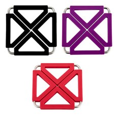 雙層方形鍋墊 黑色 + 紫色 + 紅色, 混合顏色, 1套