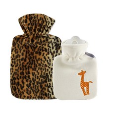 HUGO FROSCH 熱敷袋 豹紋 1.8L+熱敷袋 長頸鹿圖案 0.8L, 1套