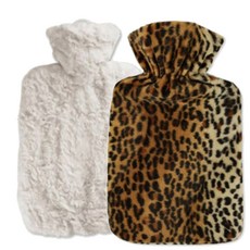 HUGO FROSCH 熱敷袋 抓絨造型 1.8L 白色+熱敷袋 豹紋 1.8L, 1套