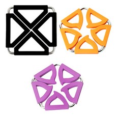 雙層鍋墊 方形黑色 + 五角形橘色 + 紫色, 混合顏色, 1套