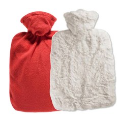 HUGO FROSCH 熱敷袋 絨毛 1.8L 紅色+熱敷袋 抓絨造型 1.8L 白色, 1套