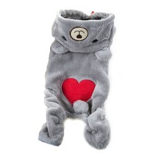 BUYSELL 熊造型絨毛寵物連帽連身衣, 灰色的