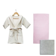 송월타월 유아용 가운 베이지 M + 모던 바스타올 50 + 리본 핸드타올, 랜덤 발송, 1세트