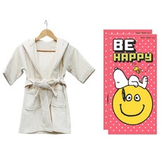 송월타월 유아용 가운 베이지 L + 스누피 비 해피 50 유아용 목욕타올 2p, 혼합 색상, 1세트