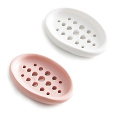파스텔 뽀송 비누받침, 화이트 + 핑크, 2개
