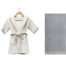 송월타월 유아용 가운 베이지 M + 호텔 컬렉션 클래식 50 유아용 목욕타올, 연 회색, 1세트