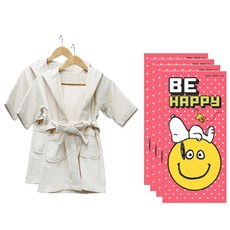 Songwol 松月 孩童素色浴袍 米色 M號 2入+史努比圖案浴巾 4入, 1套, 混色